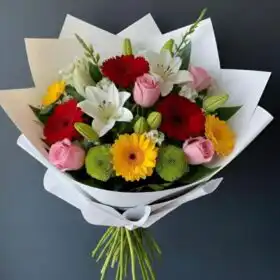 The Timeless Romance Bouquet: Roses & Gerberas