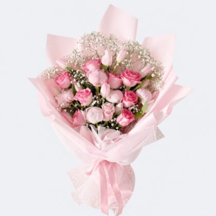 roses and tulip bouquet