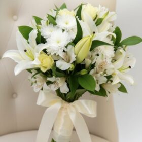 Elegant White Alstroemeria & Lily Bouquet