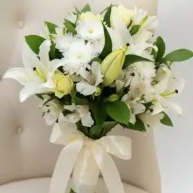 Elegant White Alstroemeria & Lily Bouquet