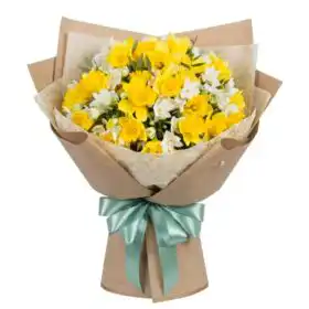 Daffodils, Freesia Flower Mixed Bouquet