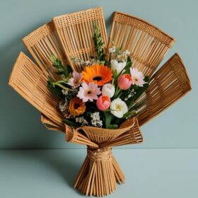 Woven wrap flower bouquet