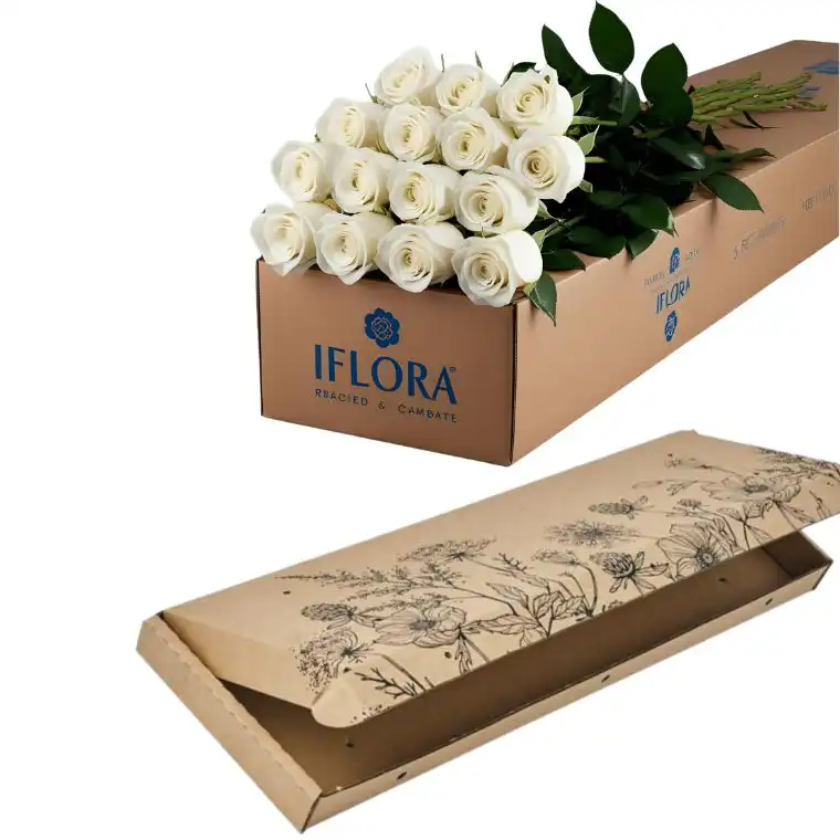 Special Valentine’s Combo – 12 Roses + Free Large Chocolate Box & Free Heart Balloon 2 12 stems of white roses in a gift cardboard box