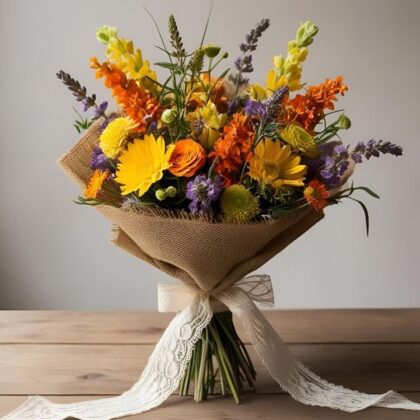 Sunflower and Lavender Bouquet Delivery UK – Hand-tied Fresh Floral Arrangement