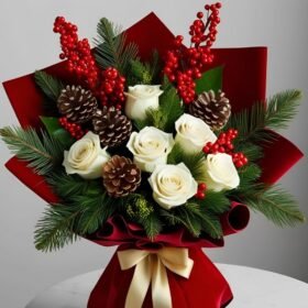 White Rose Christmas Bouquet