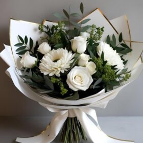 White Rose and Gerbera Bouquet