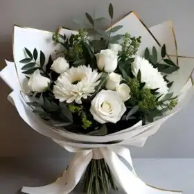 White Rose and Gerbera Bouquet