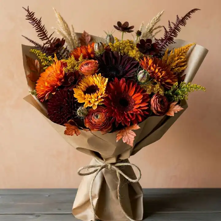 Orange Chrysanthemum & Gerbera Bouquet 1 A vibrant Orange Chrysanthemums Bouquet mixed with fresh orange gerberas in a professional floral arrangement.