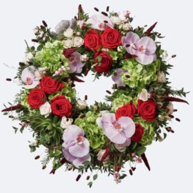 Red Rose & Orchid Sympathy Funeral Wreaths