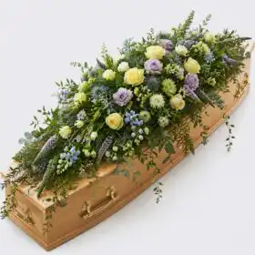 Small Coffin Spray with Yellow Rose