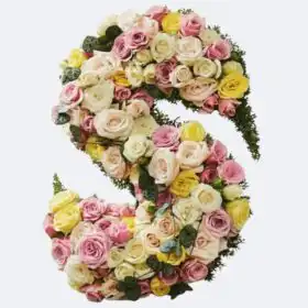 Luxury Pastel Rose Initial 'S' Floral Tribute