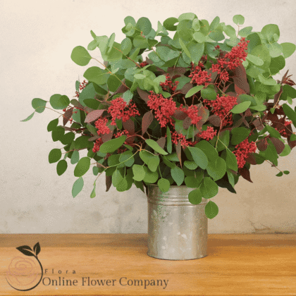 Fresh eucalyptus leaves arranged in a vase, perfect for luxury Christmas décor and festive table displays