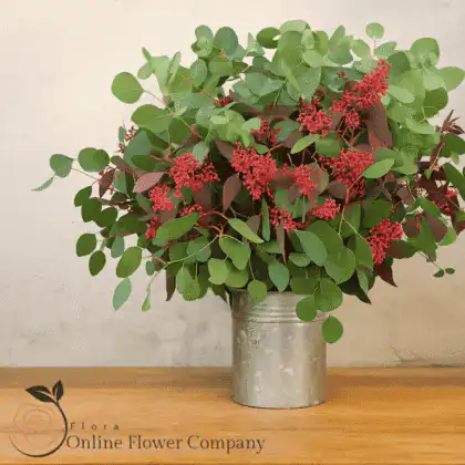 Fresh eucalyptus leaves arranged in a vase, perfect for luxury Christmas décor and festive table displays