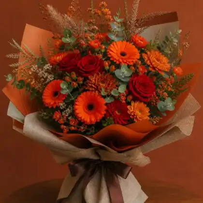 Autumn flower vase arrangement