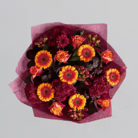 Autumn rose and gerbera hand tied