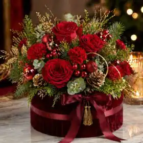 Luxury Christmas Hat Box Flowers