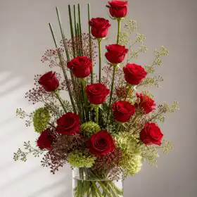 Christmas Rose Flower Delivery With Big Vase