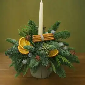 Christmas candle table centrepiece