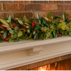 Christmas garland for fireplace mantel