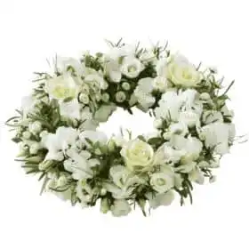 Velvet White Rose Door Wreath