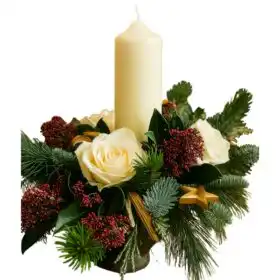 Christmas flower arrangements with candles