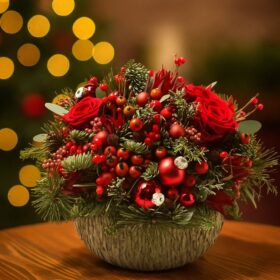 Christmas Basket Flower Arrangements