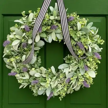 nontraditional Lavender Christmas door wreath