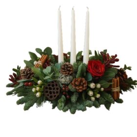 Christmas table centrepieces with candles