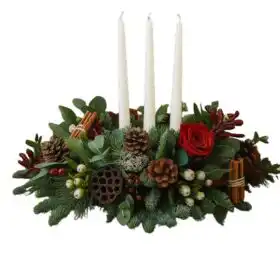 Christmas table centrepieces with candles