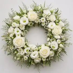 Velvet White Rose Wreath for Funeral