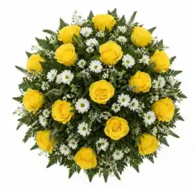 Hand-tied Yellow Rose Posy with White Daisies and Veronica