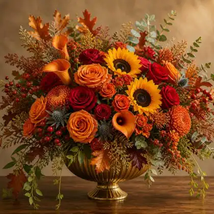 orange and red roses bouquet