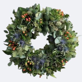 Rustic Blue Thistle & Berry Door Wreath