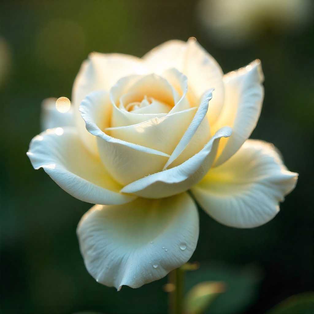 A close-up realistic image of a fresh white rose showing purity and symbolic meaning.