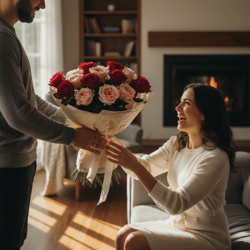 Valentine day flower gift for wife