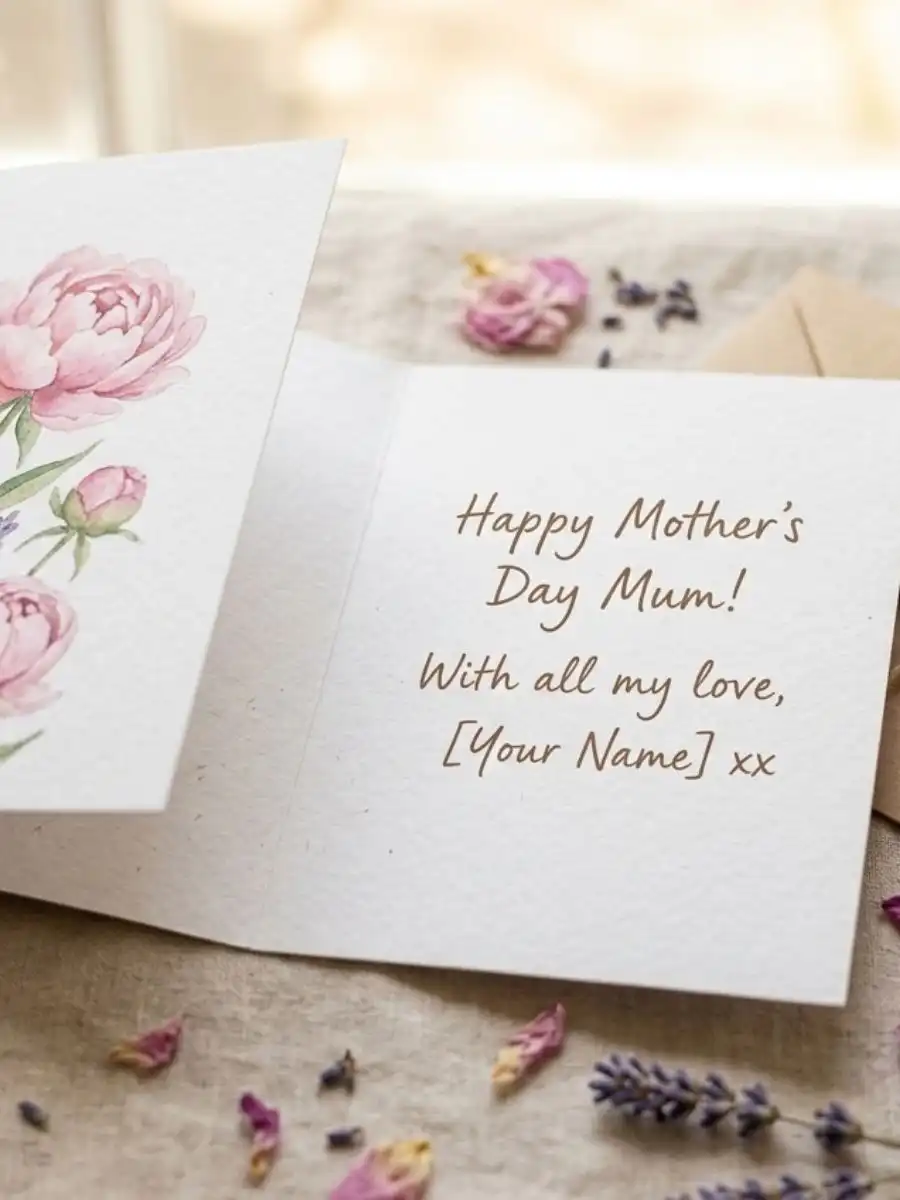 Blog 22 Floral Mother's Day card with pink peonies and lavender for mum or nanny from OFC Flower