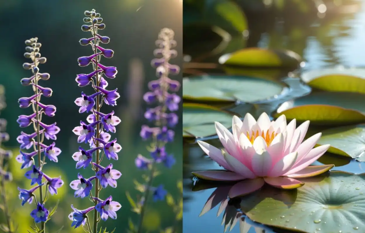 Larkspur and Water Lily What Is the Difference
